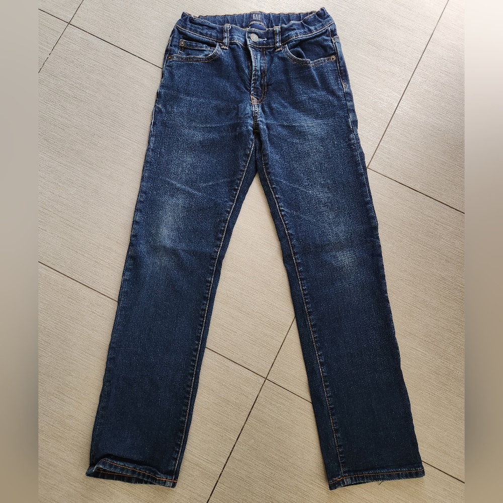 Gap Denim Boys Regular Stretch Straight Jeans, DARK BLUE - SIZE 12R